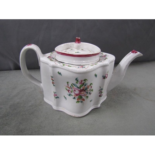 1912 - New Hall porcelain tea pot, 17cm h a/f, and tea bowl