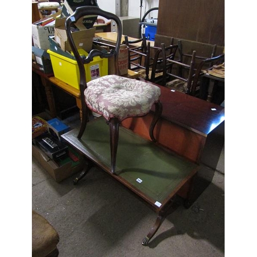 547 - LEATHER TOP OCCASIONAL TABLE AND A VICTORIAN CHAIR