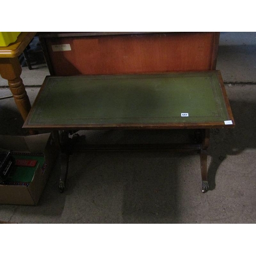 547 - LEATHER TOP OCCASIONAL TABLE AND A VICTORIAN CHAIR