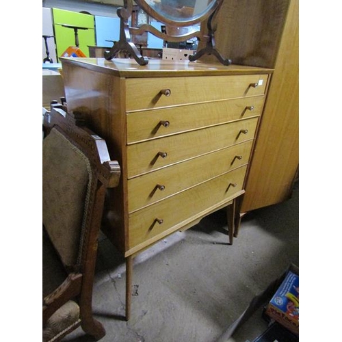 551 - TEAK FIVE DRAWER CHEST