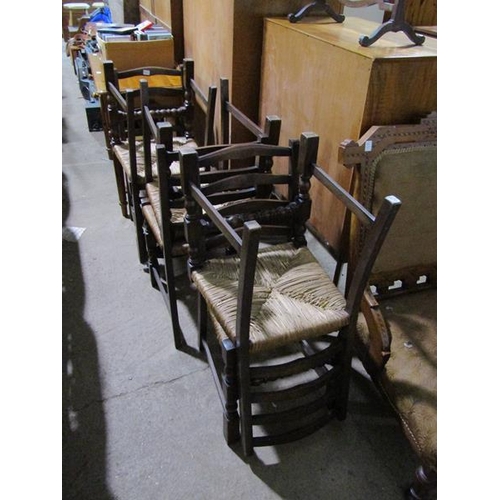 567 - SIX OAK LADDERBACK CHAIRS