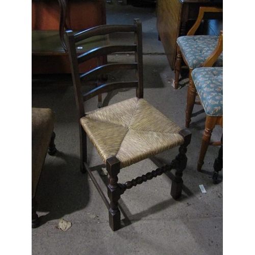 567 - SIX OAK LADDERBACK CHAIRS