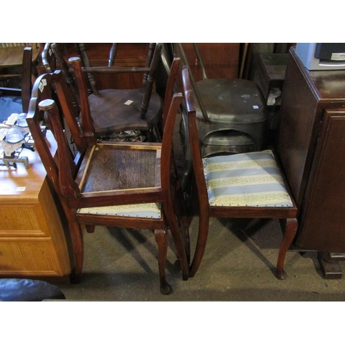 672 - THREE WALNUT CHAIRS