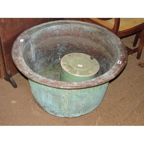 692 - LARGE METAL CAULDRON AND A METAL BIN