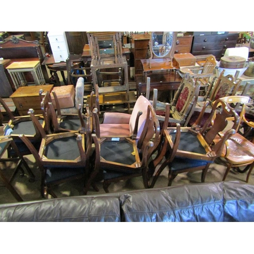 705 - SIX QUEEN ANN STYLE DINING CHAIRS