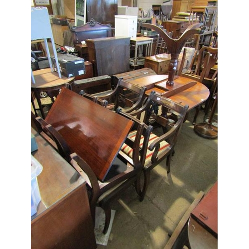 709 - REPRODUCTION D END DINING TABLE AND SIX CHAIRS