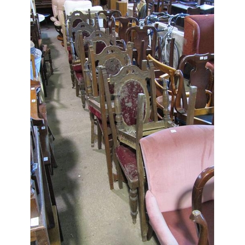 716 - TEN VICTORIAN OAK DINING CHAIRS