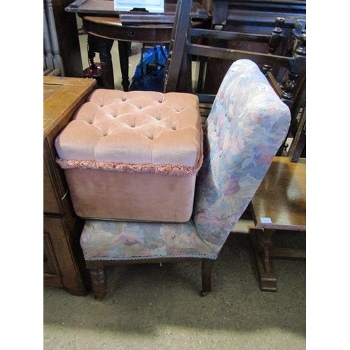 730 - BUTTON BACK CHAIR AND A STOOL