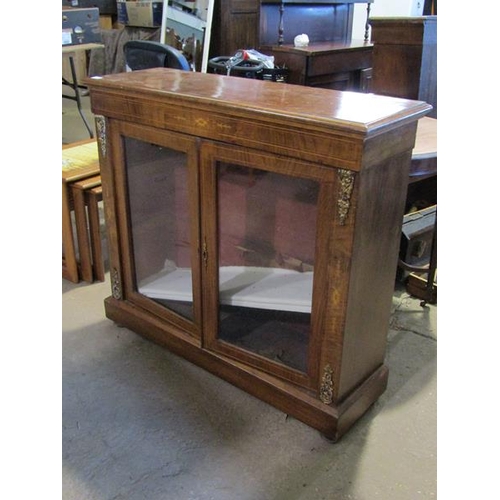 735 - VICTORIAN WALNUT BOOKCASE, 101cm w, 91cm h, 32cm d