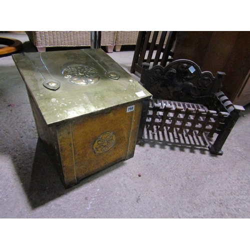 750 - ART NOUVEAU COAL BOX AND A FIRE GRATE