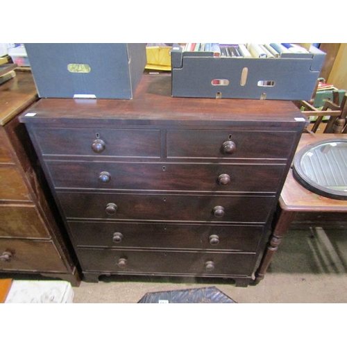 759 - GEORGIAN MAHOGANY CHEST OF TWO SHORT/FOUR LONG DRAWERS