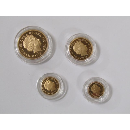 1668 - United Kingdom gold proof sovereign four coin collection of 22ct gold comprising £5, double sovereig... 