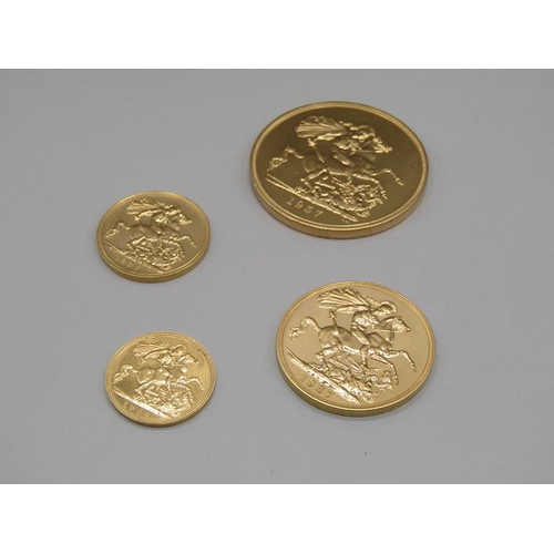 1670 - 1937 gold proof sovereign set comprising a £5 piece, £2, sovereign and a half sovereign, all 1937 - ... 