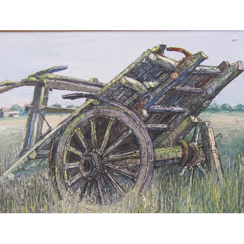 1272 - Robert Hill, The Old Farm Wagon.  Oil on board.  Framed 91 X 120cms