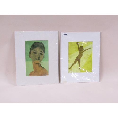 1298 - Two silk screen coloured prints, Stop Thinking and I Can Fly.  Each appx 25 x 20cms