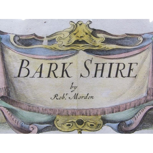 1300 - Robert Morden map of Berkshire, hand coloured.  F/g 36 x 42 cms