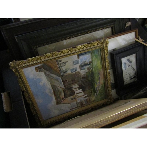 168 - BOX OF FRAMED PICTURES NAD PRINTS TO INCL OILS