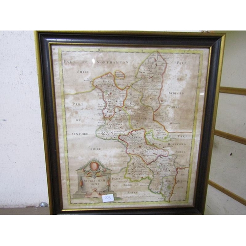 55 - MAP OF NORTHAMPTONSHIRE PLUS PASTEL AND GAMING ANTIQUE ENGRAVING