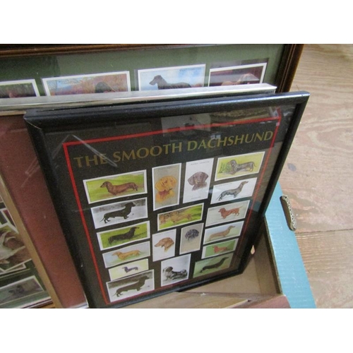 214 - FRAMED PRINTS AND CIGARETTE CARDS