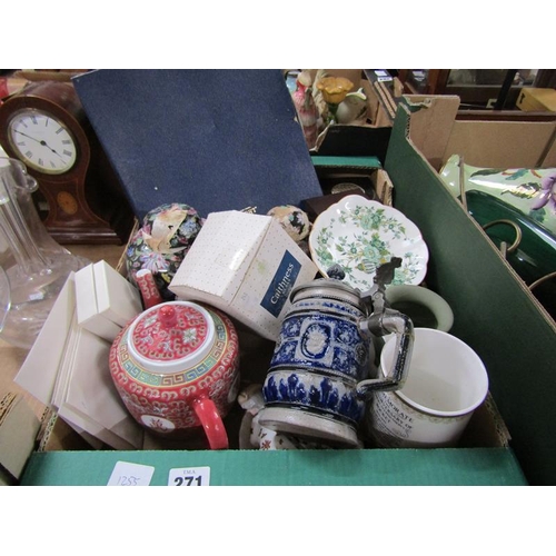 271 - BOX OF MIXED CERAMICS TO INCL ORIENTAL