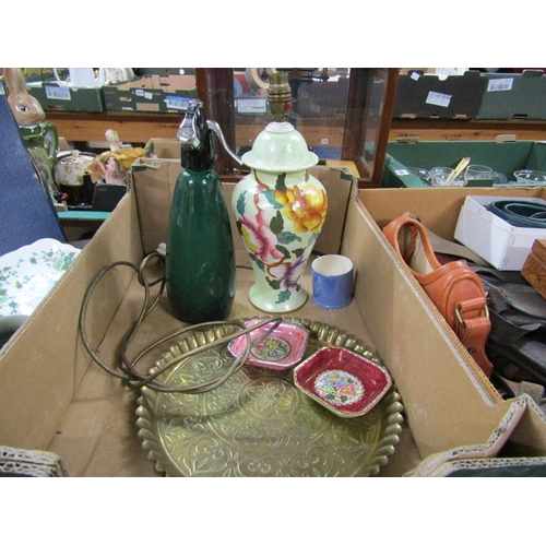 272 - BOX OF MISC TO INCL MIXED CERAMICS, SODA SYPHEN ETC