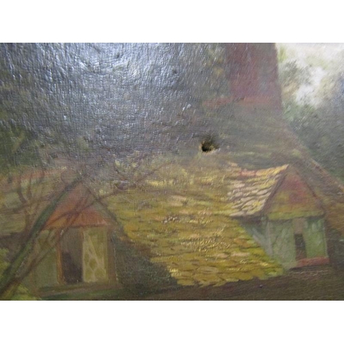 352 - GILT FRAMED OIL ON CANVAS - FARM SCENE