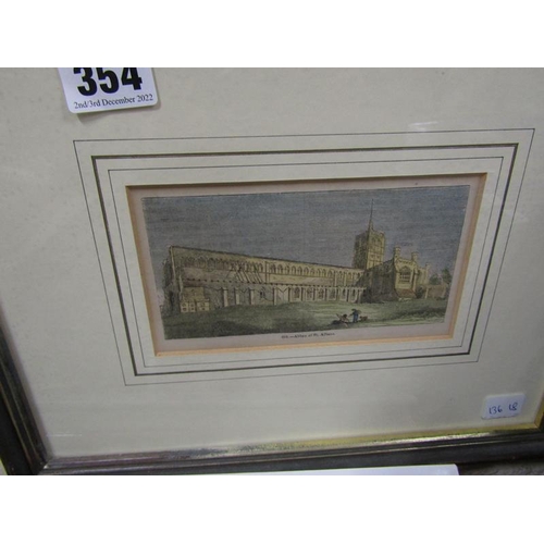 354 - FRAMED COLOURED ENGRAVING - ST ALBANS ABBEY