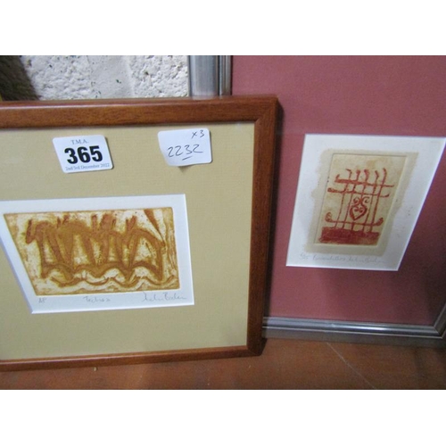 365 - SIGNED AND FRAMED LIMITED COLOURED ETCHINGS