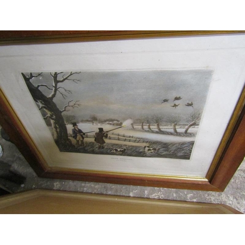 369 - MAPLE FRAMED HUNTING PRINTS