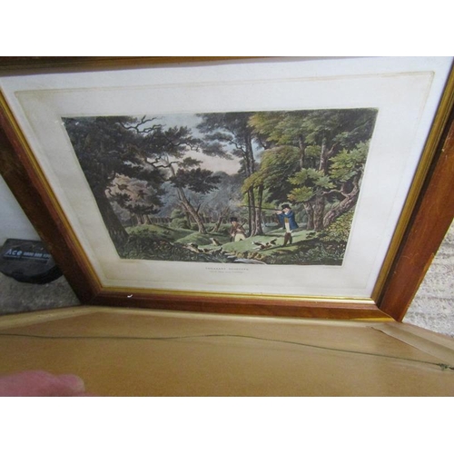 369 - MAPLE FRAMED HUNTING PRINTS