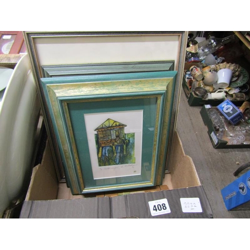 408 - QTY OF FRAMED AND SIGNED ETCHINGS AND ARTWORK