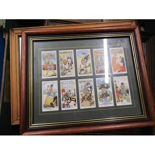 415 - FRAMED CIGARETTE CARDS, MIRRORS