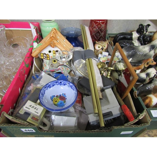 440 - BOX OF MIXED CERAMICS, GLASSWARE ETC