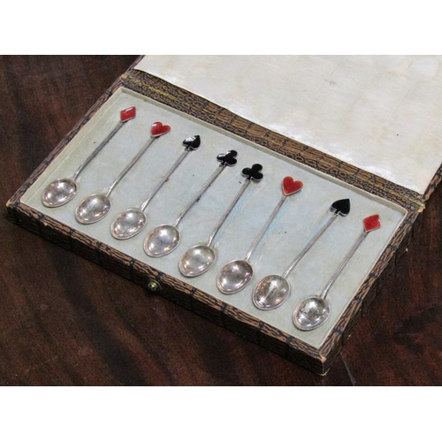 1773 - BOXED SET OF ENAMEL TERMINAL SPOONS