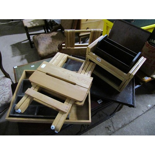 512 - FOLDING TABLES, BOOK TROUGH ETC.