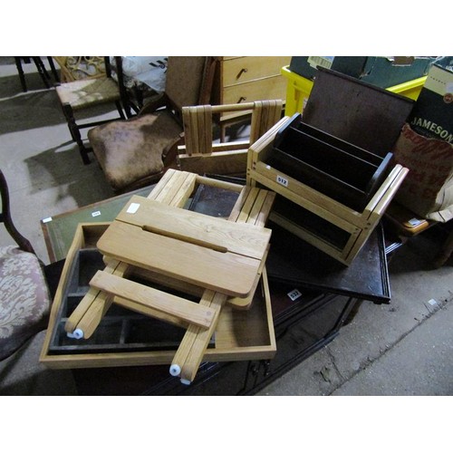 512 - FOLDING TABLES, BOOK TROUGH ETC.