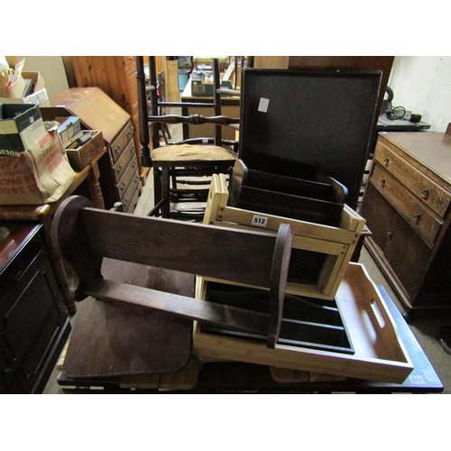 512 - FOLDING TABLES, BOOK TROUGH ETC.