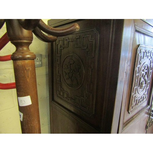 800A - CHINESE CARVED CABINET 90 X 165 cm