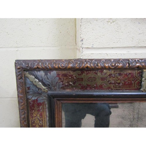 2012 - An 18c Italian wall mirror, the frame painted red with gilt detailing and mounted with original sect... 