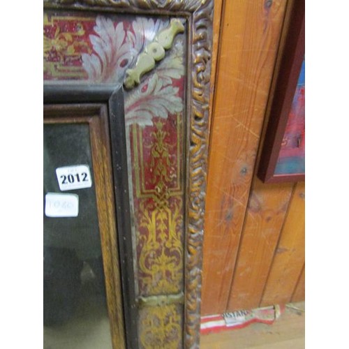 2012 - An 18c Italian wall mirror, the frame painted red with gilt detailing and mounted with original sect... 