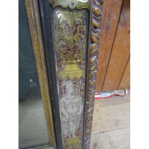 2012 - An 18c Italian wall mirror, the frame painted red with gilt detailing and mounted with original sect... 