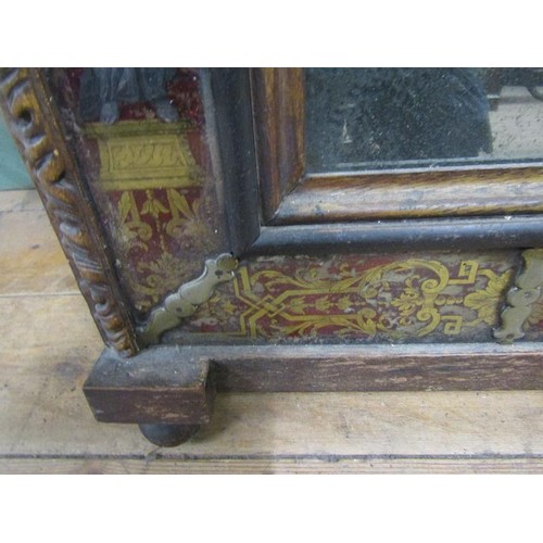 2012 - An 18c Italian wall mirror, the frame painted red with gilt detailing and mounted with original sect... 