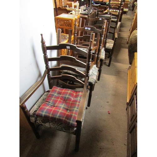 511 - SIX OAK LADDERBACK CHAIRS