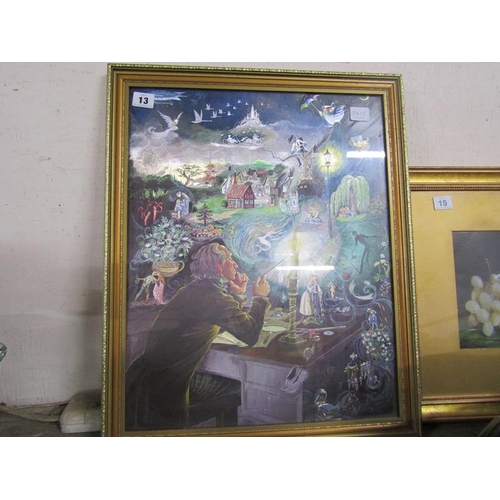 13 - GILT FRAMED COLOURED PRINT