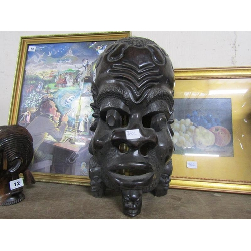 14 - LARGE CARVED AFRICAN WALL MASK