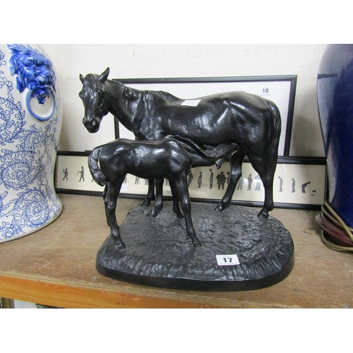 17 - LARGE CAST SCULPTURE - MARE AND FOAL