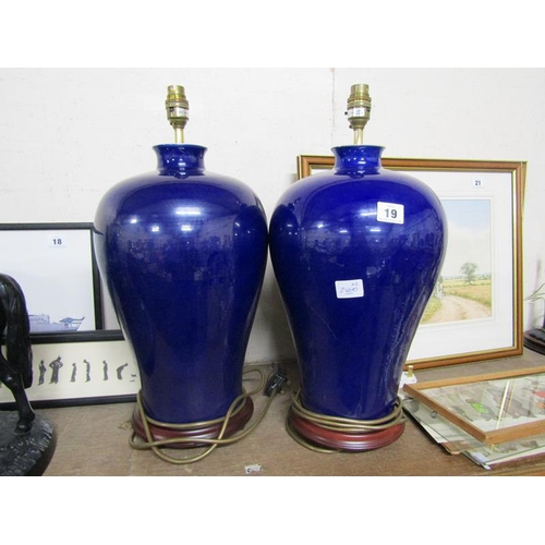 19 - TWO ORIENTAL STYLE BALUSTER LAMPS