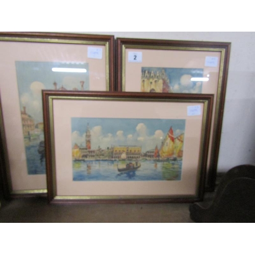 2 - THREE F/G WATERCOLOURS - VENETIAN SCENES, SIGNED A VIAM