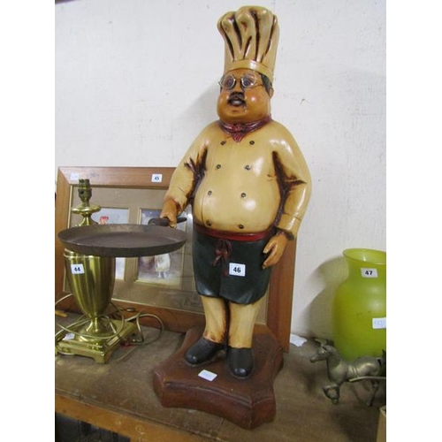 46 - COMPOSITE CARVED WOODEN STYLE CHEF STAND