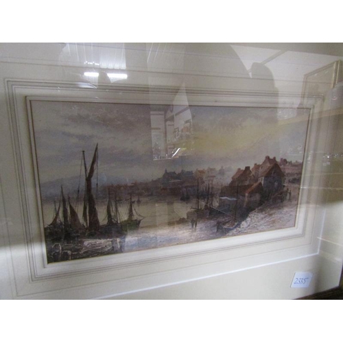 95 - FRAMED WATERCOLOUR - DUTCH SCENE; COASTAL PRINT